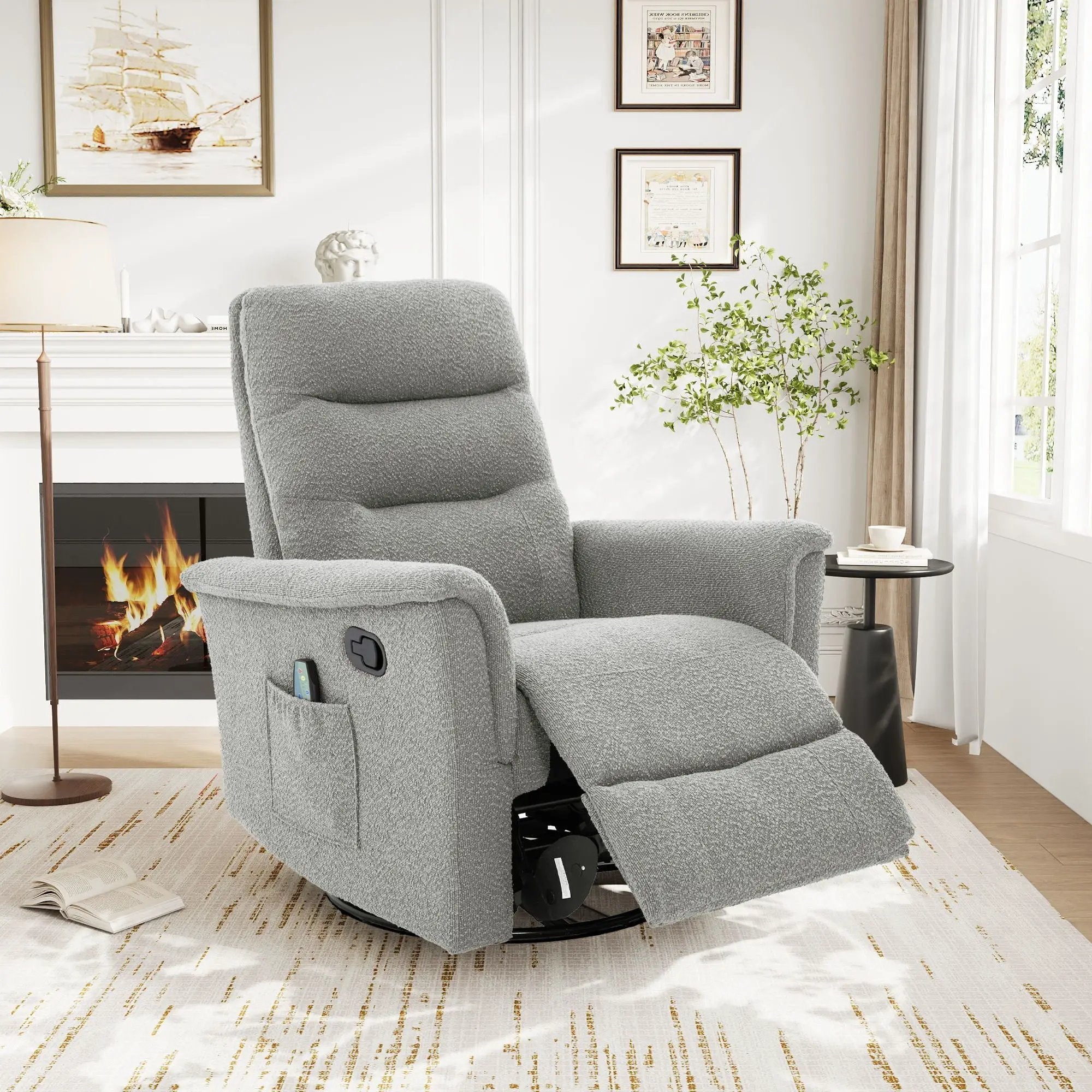 Manual Recliner Chair With 8-Point Massage and Swivel Function by HouseOfZazla