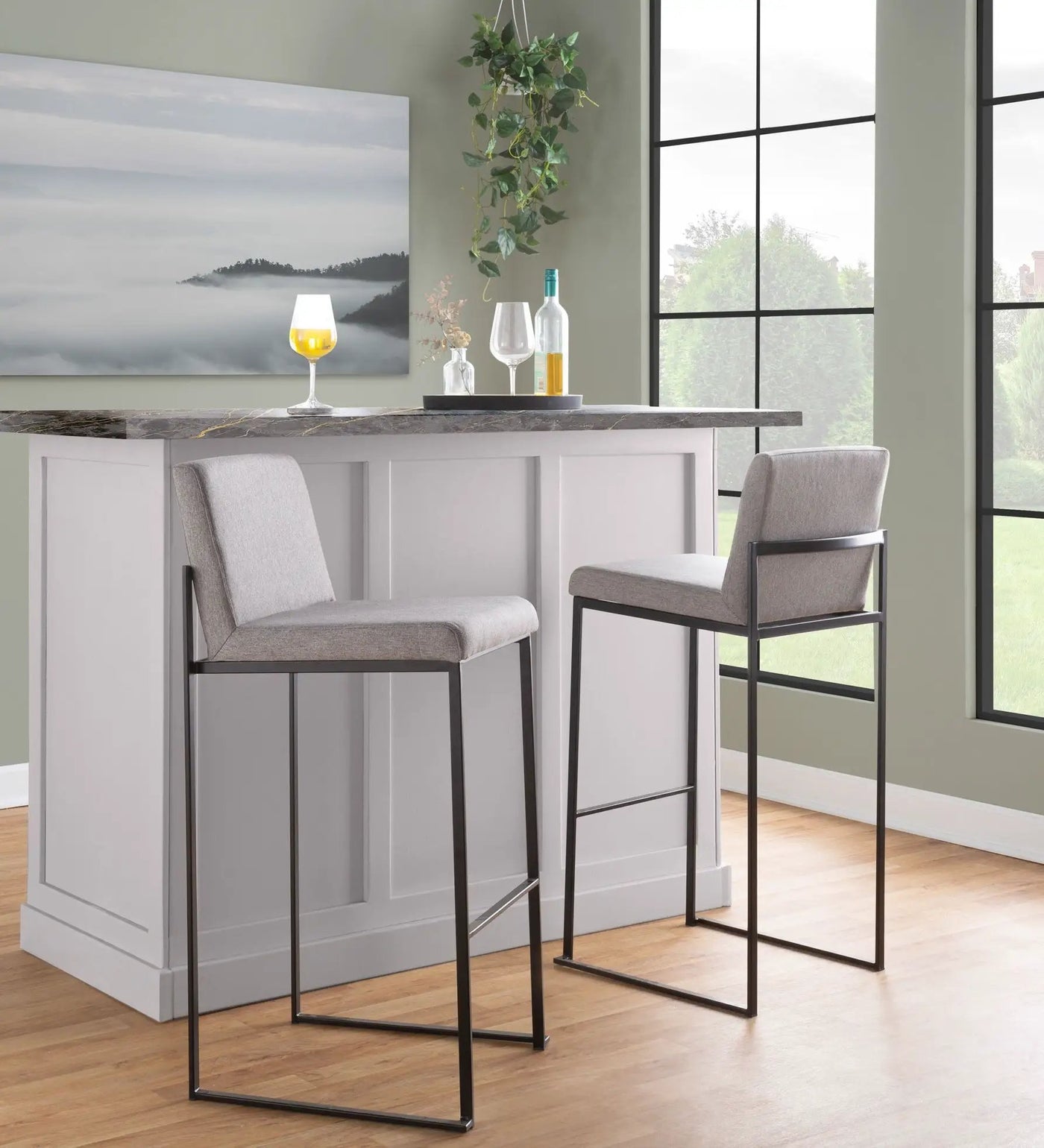 Fuji - Contemporary High Back Barstool Elegant Design by HouseOfZazla