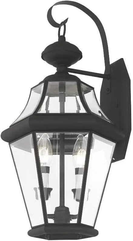 Livex Lighting 2261-91 Georgetown 2 Light Outdoor Wall Lantern, Brushed Nickel by GreenHaven Gardens