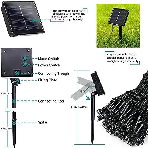 Solar Christmas Lights Outdoor, 98.4ft 300 LED Solar Fairy String Lights, 8 Modes Waterproof Christmas Lights for Garden, Patio, Bush, Home, Party, Wedding, Holiday, Tree Decorations (Warm White) by GreenHaven Gardens