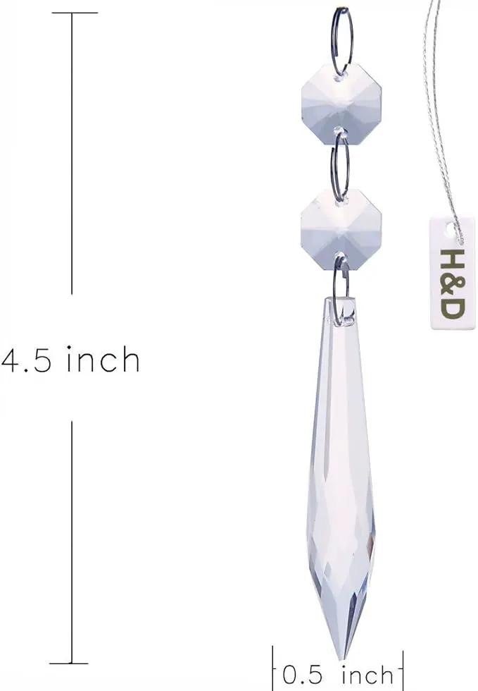 H&D 10pcs 63mm Chandelier Crystals Ornament - Clear Crystal Chandelier Prisms Icicle Drop Pendants by GreenHaven Gardens