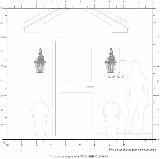Livex Lighting 2261-91 Georgetown 2 Light Outdoor Wall Lantern, Brushed Nickel by GreenHaven Gardens