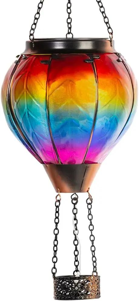 Starsoul Hot Air Balloon Solar Lantern with Candle Holder Solar Hot Air Balloon Flickering Flame Hanging Garden Light Waterproof Glass Hot Air Balloon Solar Lamp Decorative for Lawn Porch Tree Yard by GreenHaven Gardens