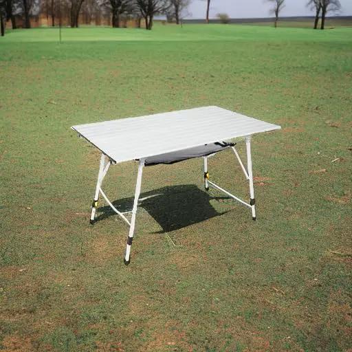 PORTAL Camping Table Portable Foldable with Adjustable Legs, Aluminum Folding Table Roll Up Table with Carrying Bag for Outdoor, Beach, Picnic, Backyards, BBQ and Party, Silver, Big by GreenHaven Gardens