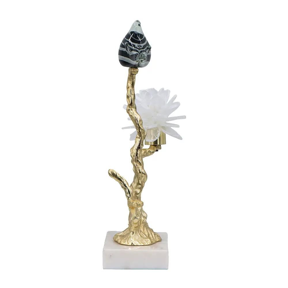 Aluminum Candle Holder With Marble Stand by Unique Piece Furniture