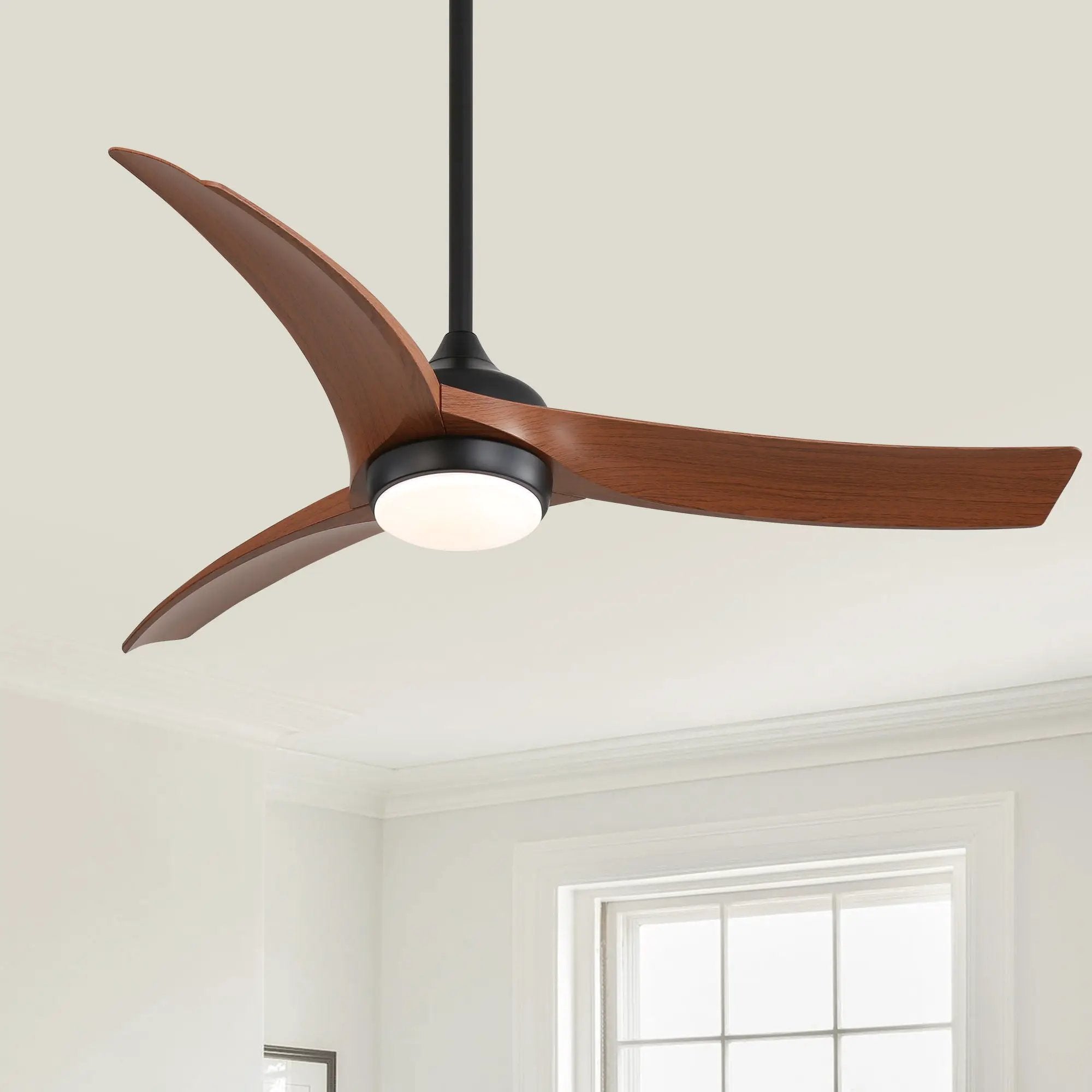 Ceiling Fan With 3 Blades, Remote Control Reversible DC Motor, Dimmable Light, And 1H / 4H / 8H Timer - Black by Unique Piece Furniture