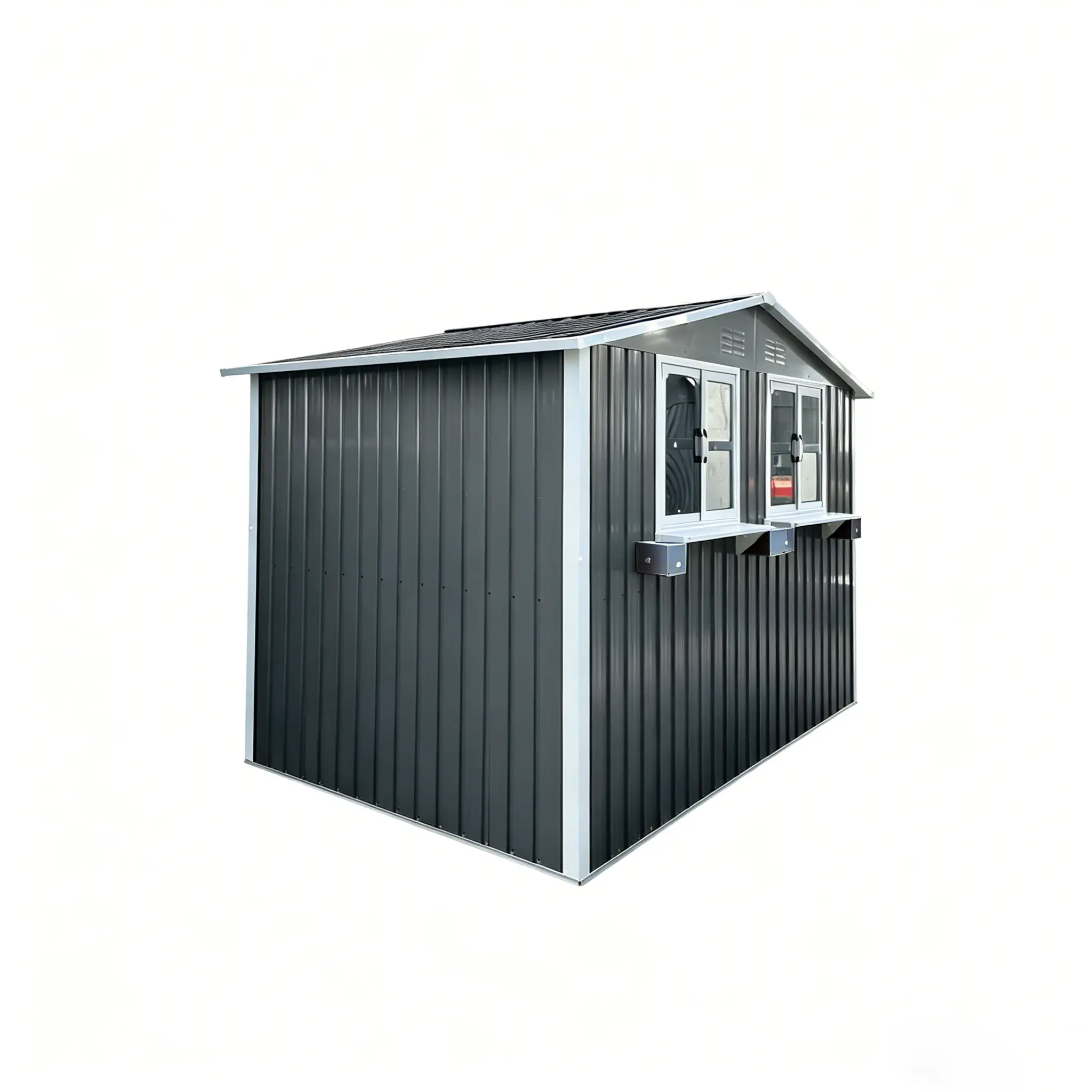 6x9 FT Outdoor Metal Storage Shed with Window & Flower Rack by HouseOfZazla