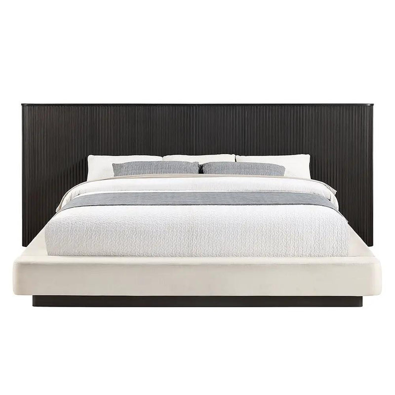 Clayten - Eastern King Bed - Beige Linen & Espresso by Unique Piece Furniture