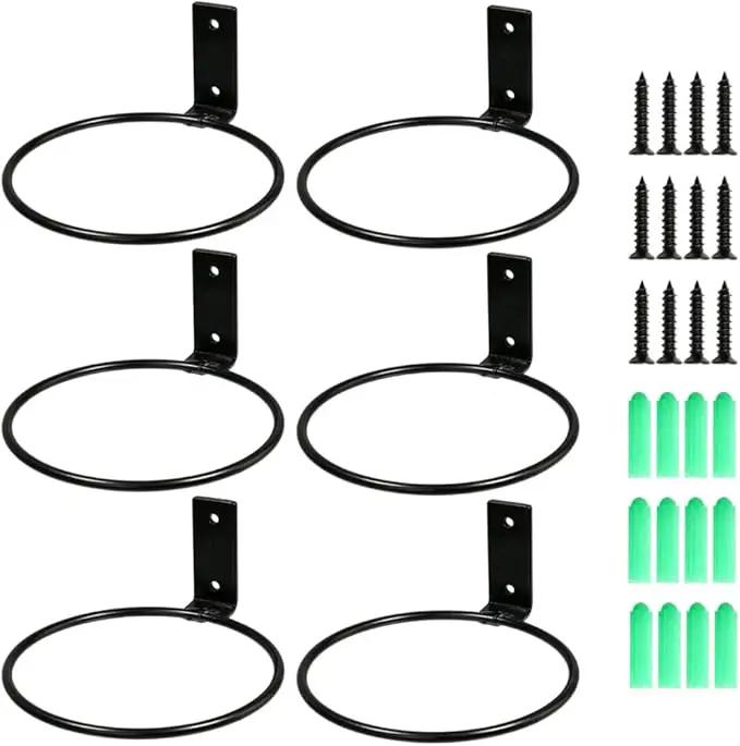 6 Pack 5in Flower Pot Holder Ring Wall Mounted Metal Planter Hooks Hangers Wall Bracket Wall Planter Hook (6, 5") by GreenHaven Gardens