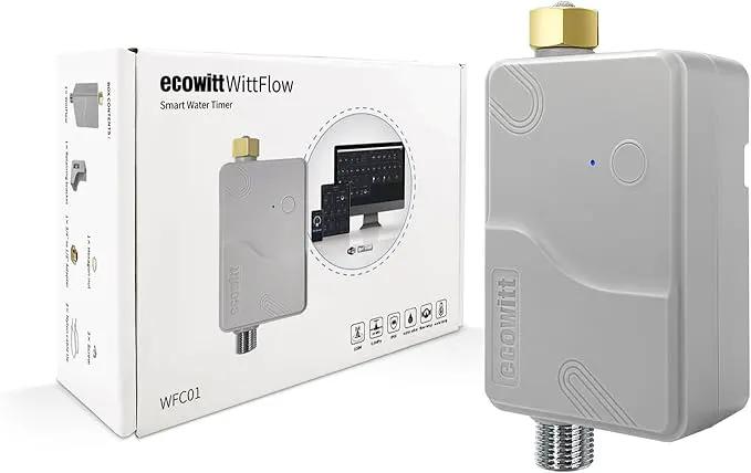 ECOWITT Wittflow Sprinkler Timer, WFC01 Smart Watering Timer, Need to Connect to GW2000 Wi-Fi Hub, Built-in Water Flow Meter and Temperature Sensor, NPT Thread, Intelligent Irrigation by GreenHaven Gardens