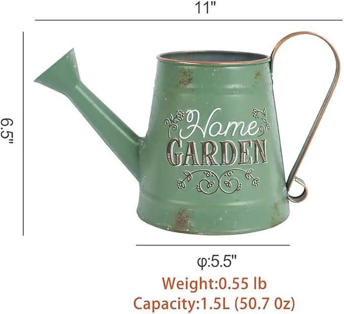 Cute Small Watering Can Indoor Plants Garden Metal Decorative Watering Cans for Outdoor Plants Bonsai Outdoor Garden Flower Decorative (Green, 1.5L, 50.7 Oz) by GreenHaven Gardens