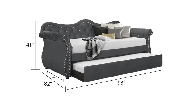 Abby Upholstered Velvet Wood Daybed with Trundle by HouseOfZazla