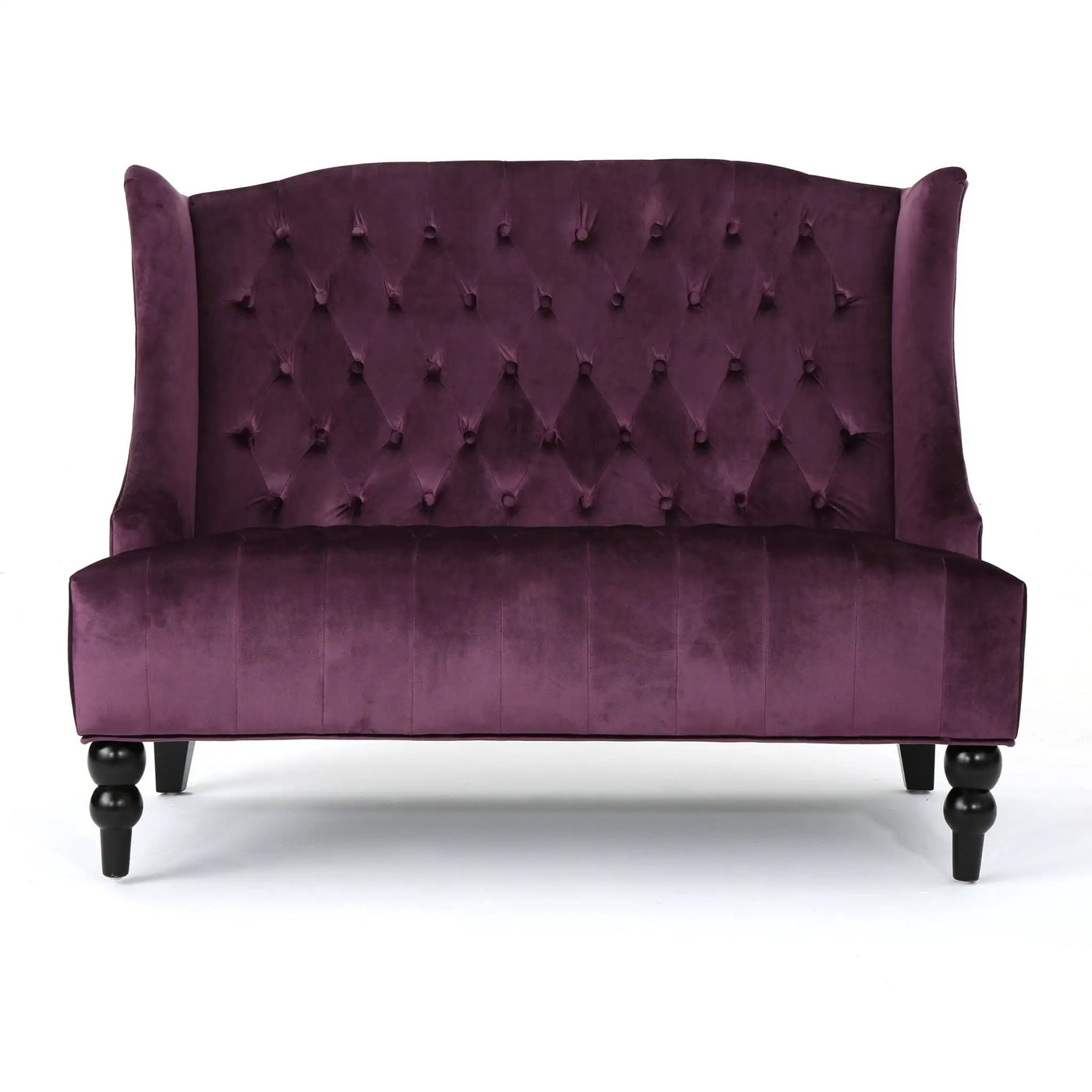 Nurturing Upholstered Loveseat With Wing Back And Diamond Tufting by HouseOfZazla
