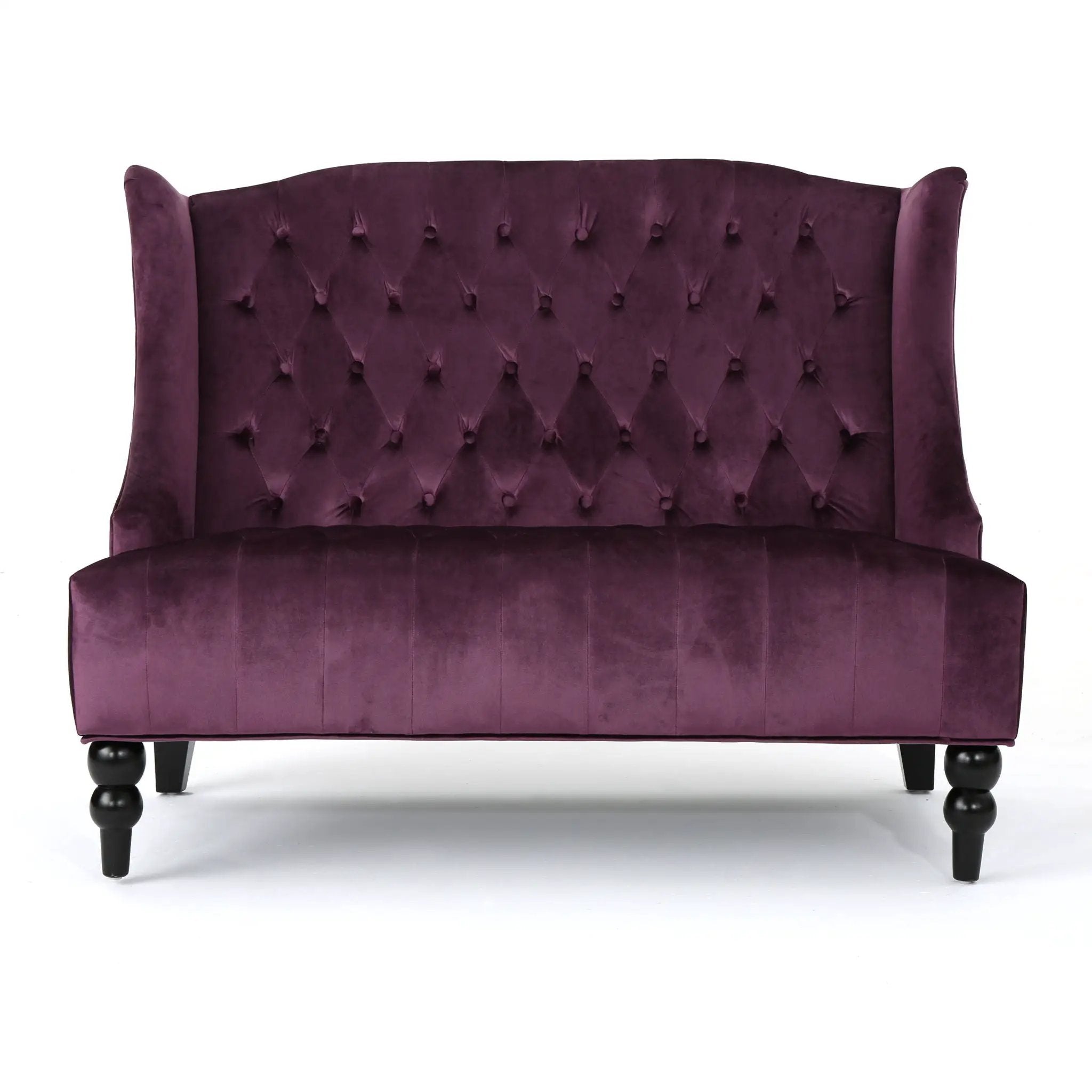 Nurturing Upholstered Loveseat With Wing Back And Diamond Tufting by HouseOfZazla