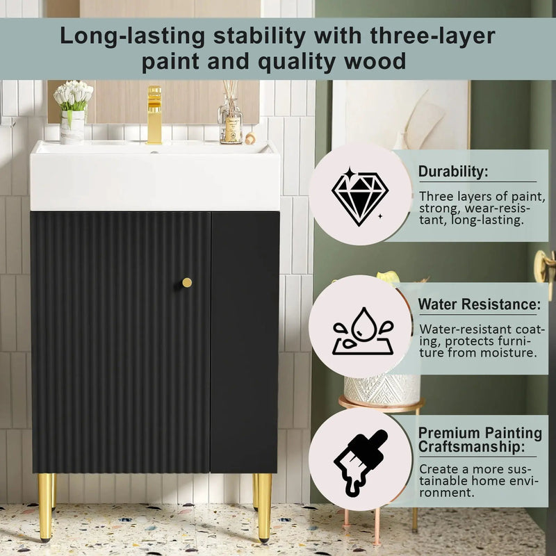 Bathroom Vanity, Combo Cabinet, Bathroom Storage Cabinet, Single Ceramic Sink by HouseOfZazla