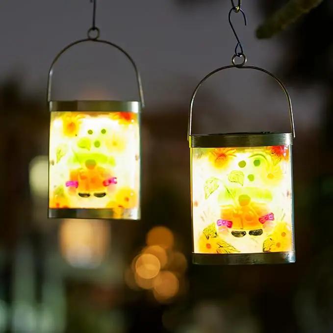Starsoul 2 Pack Hanging Solar Lantern Outdoor Waterproof Glass Gnome and Sunflowers Decorative Solar Lights for Outside Garden Yard Table Patio Decor by GreenHaven Gardens