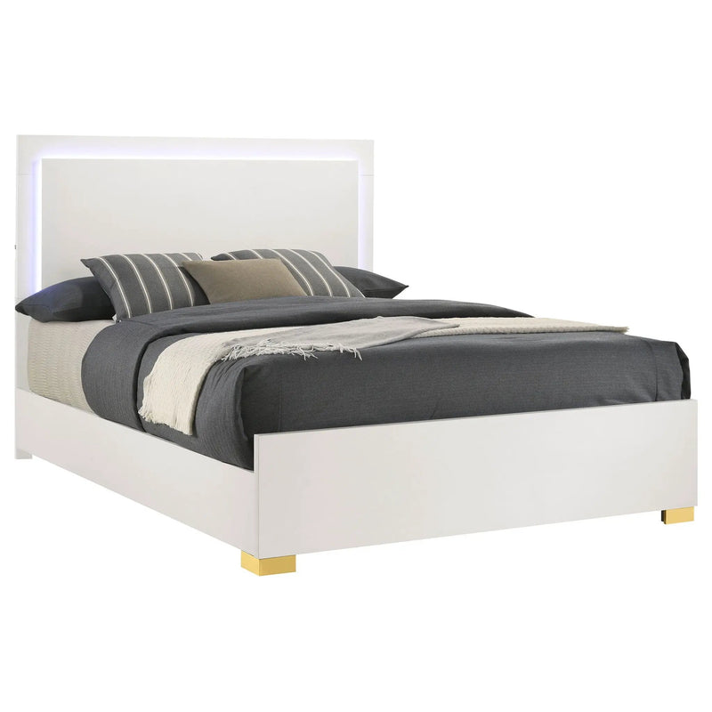 Marceline Wood Queen LED Panel Bed White by Unique Piece Furniture