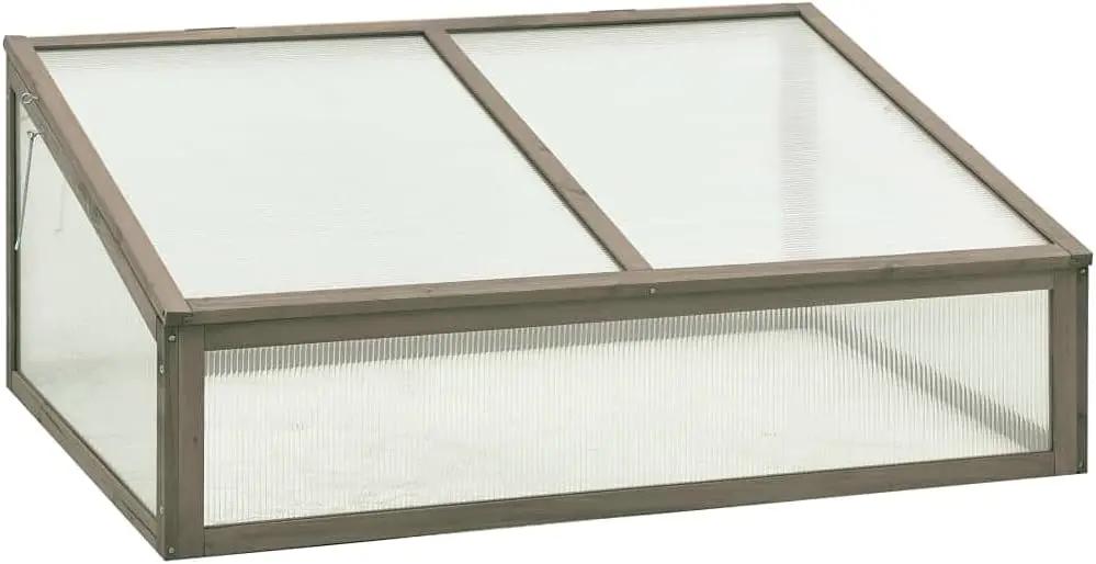Solid Firwood Garden Portable Wooden Greenhouse, Raised Flower Planter with Open Bottom, Mini Greenhouse Cabinet for Outdoor Indoor Use 39.4"x25.6"x15.7"/Gray by GreenHaven Gardens