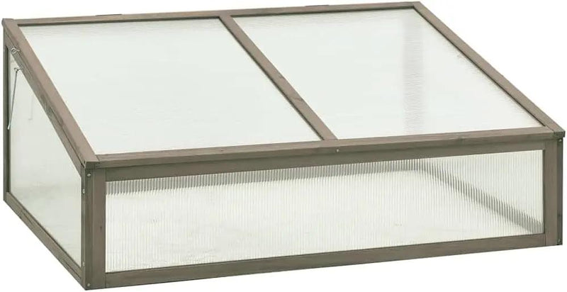 Solid Firwood Garden Portable Wooden Greenhouse, Raised Flower Planter with Open Bottom, Mini Greenhouse Cabinet for Outdoor Indoor Use 39.4"x25.6"x15.7"/Gray by GreenHaven Gardens