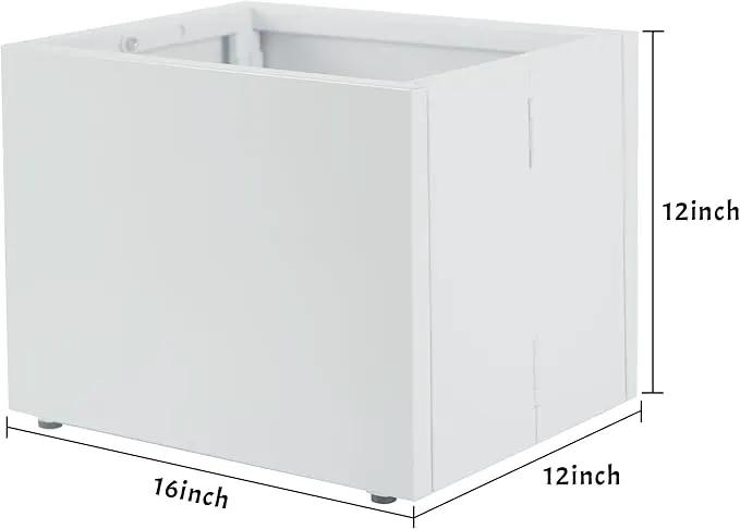 Galvanized Steel Rectangular Planter, 16"x 12"x 12" Small Planters for Outdoor Plants, White Outdoor Planter with Drainage Holes by GreenHaven Gardens