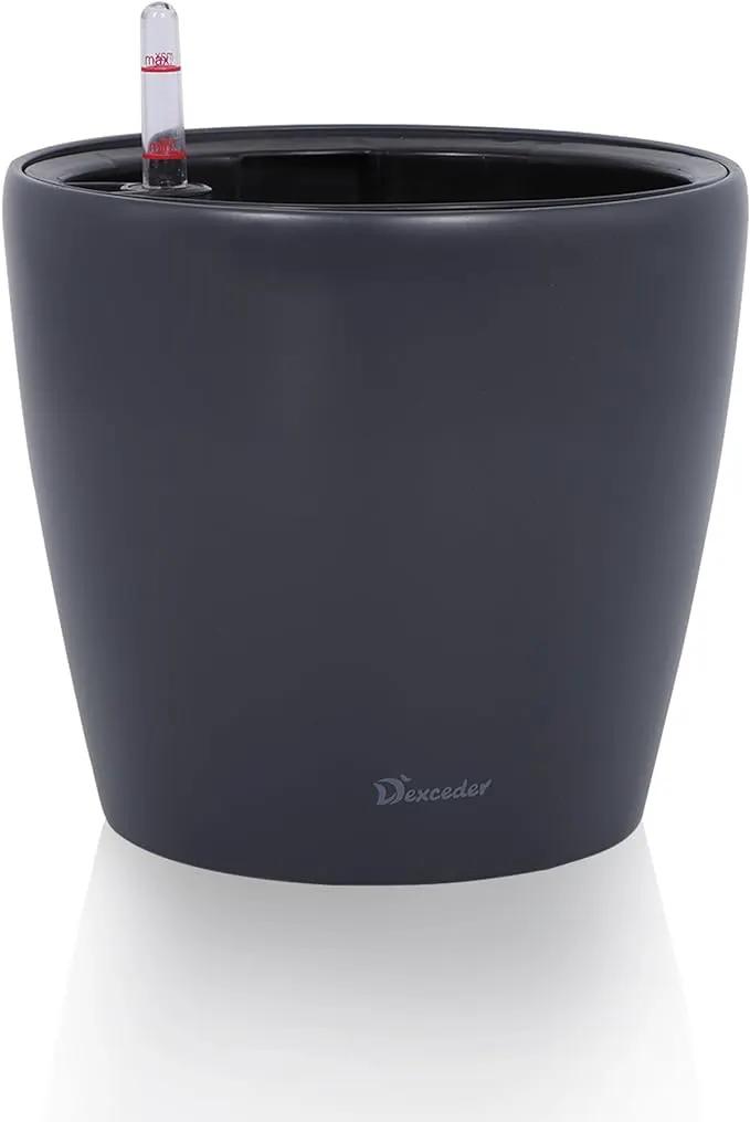 Dexceder 9x8 Inches Self Watering Planter Indoor Outdoor, Inner Pot Design, Thickened Table Flower Plant Pot with Water Level Indicator (Slate Gray Matte) by GreenHaven Gardens