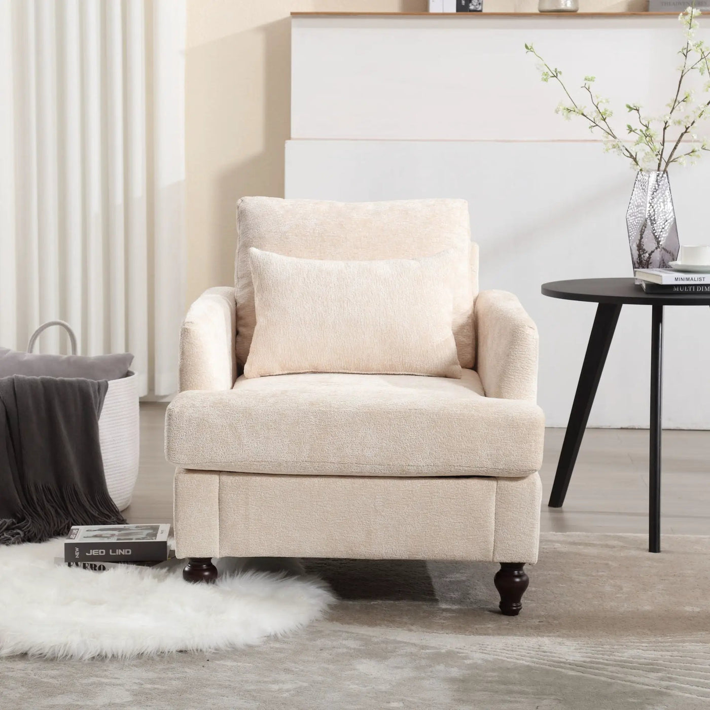Modern Mid Century Wood Frame Armchair With Tufted Design by HouseOfZazla