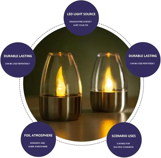 Solar Candle Lights,Flameless Candle Lights,Solar Rechargeable Tea Wax lamp,6 flameless Candle Light, Suitable for Wedding, Valentine's Day, Halloween, Christmas (Tea Light) by GreenHaven Gardens