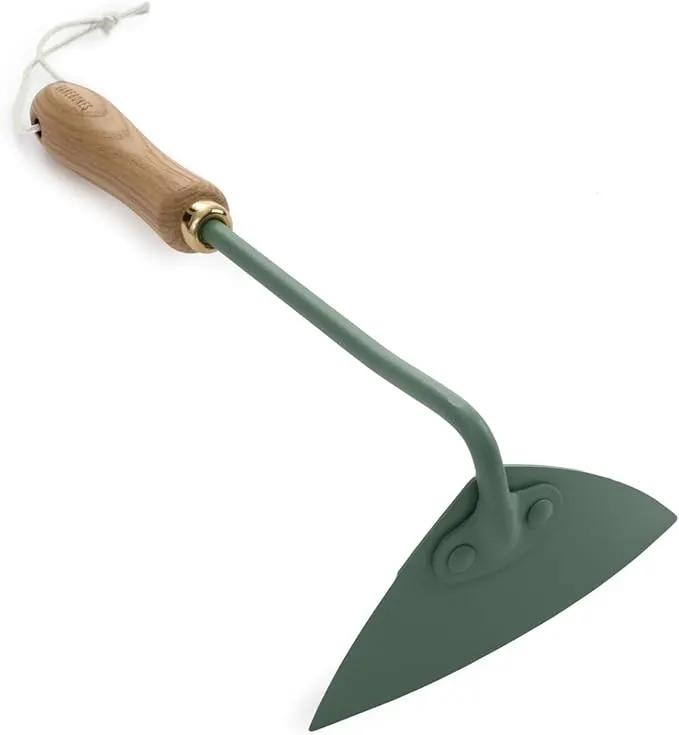 Barebones Triangle Hoe - Stainless Steel Blade Japanese Gardening Tools for Weeding Long Handle and Hand Hoe (Ash/Mint) by GreenHaven Gardens