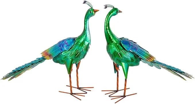 DREAMSOUL Set of 2 Peacock Garden Statues Metal Garden Sculptures & Statues Yard Art Peacock Statue by GreenHaven Gardens