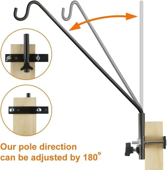 ERYTLLY Extended Rail Hook Fence Deck Heavy Duty Bird Feeder Hook 360 Degree Rotary and Length Adjustable Plant Bracket for Bird Feeders, Planters, Suet Baskets, Lanterns, Wind Chimes and More by GreenHaven Gardens