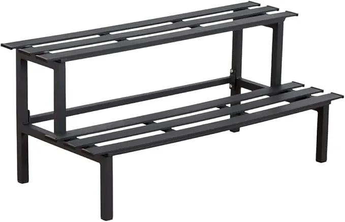 Sturdy 2-Tier Metal Plant Stand for Outdoor & Indoor, Decorative Planter Display Shelf Unit for Garden Patio Balcony Living Room by GreenHaven Gardens