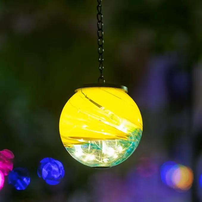 Hanging Solar Lanterns Outdoor Waterproof, Gazing Ball Globe Solar Lantern, Hanging Glass Lantern for Garden Yard Tree Outdoor Decoration by GreenHaven Gardens