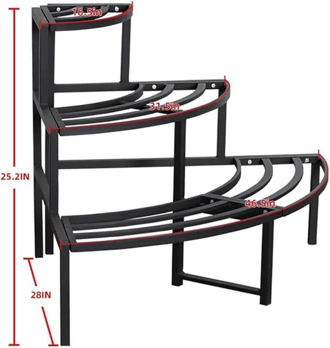 Black Corner Plant Stand - 3-Tier Space Saving Flower Pot Rack - Rustproof & Weather Resistant Indoor/Outdoor Ladder Display Shelf for Patio, Garden, Yard, Balcony by GreenHaven Gardens