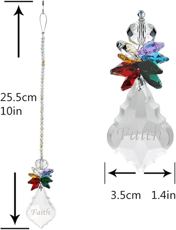 H&D HYALINE & DORA Glass Crystal Rainbow Angel Ornament Chakra Hanging Suncatcher Window Sun Catcher with Baroque Maple Leaf Pendant for Gift, Pack of 3 by GreenHaven Gardens