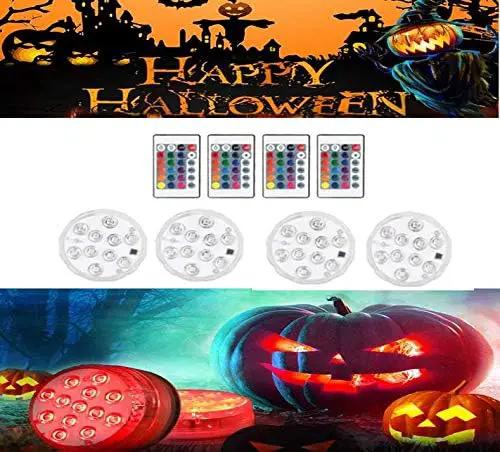 Submersible Led Lights, Submersible Waterproof RGB Change Remote Controlled Submersible Led Lights for Pond Pool Fountain Aquarium Vase Hot Tub Bathtub Fish Tank Party Halloween (4 Pack) by GreenHaven Gardens