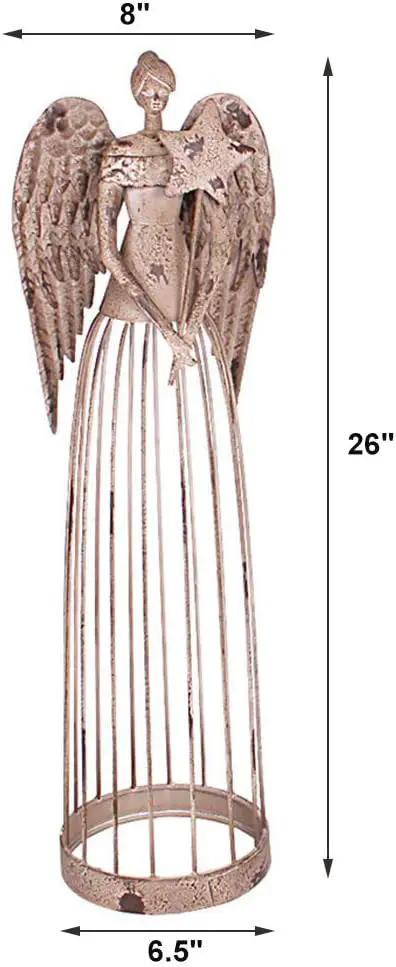 Morning View Metal Angel Statue Decor for Garden Yard Art Outdoor Standing Large Angel Decorations with Star Antique Patio Patio Lawn Holiday Christmas 26 Inches Tall by GreenHaven Gardens