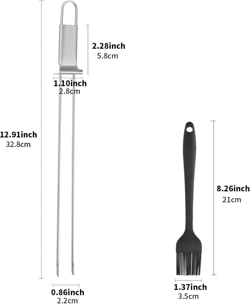 BBQ Skewers,Premium 304 Stainless Steel BBQ Skewers,13 Inch Heavy Duty Metal Kabob Sticks for Grilling, Reusable & Dishwasher Safe (Double fork10) by GreenHaven Gardens