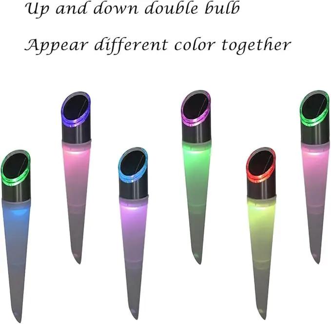 pearlstar Solar Lights Outdoor Garden Pathway Lights LED White&Color Changing Lights Landscape Lighting Waterproof for Path Lawn Patio Yard Walkway Driveway,4 LED Bulbs& 2 Lights Effect (6pack) by GreenHaven Gardens