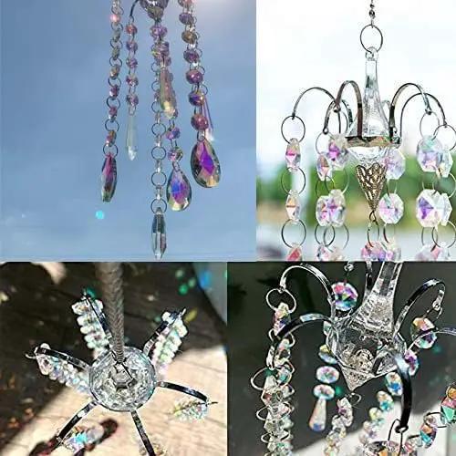 H&D HYALINE & DORA Chandelier Wind Chimes AB Coating Crystal Prisms Hanging Suncatcher Pendant Home Decor Gifts by GreenHaven Gardens