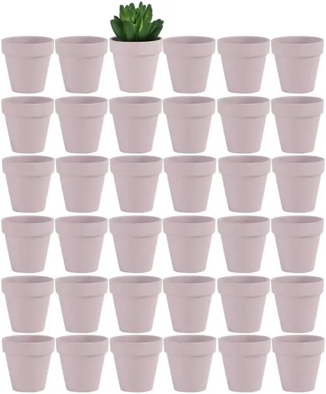 Yishang 36 pcs Small Mini Pink Clay Pots, 2.5'' Terracotta Pot Clay Ceramic Pottery Planter,Cactus Flower Terra Cotta Pots,Succulents Nursery Pots,with Drainage Hole,Great for Crafts,Wedding Favor by GreenHaven Gardens
