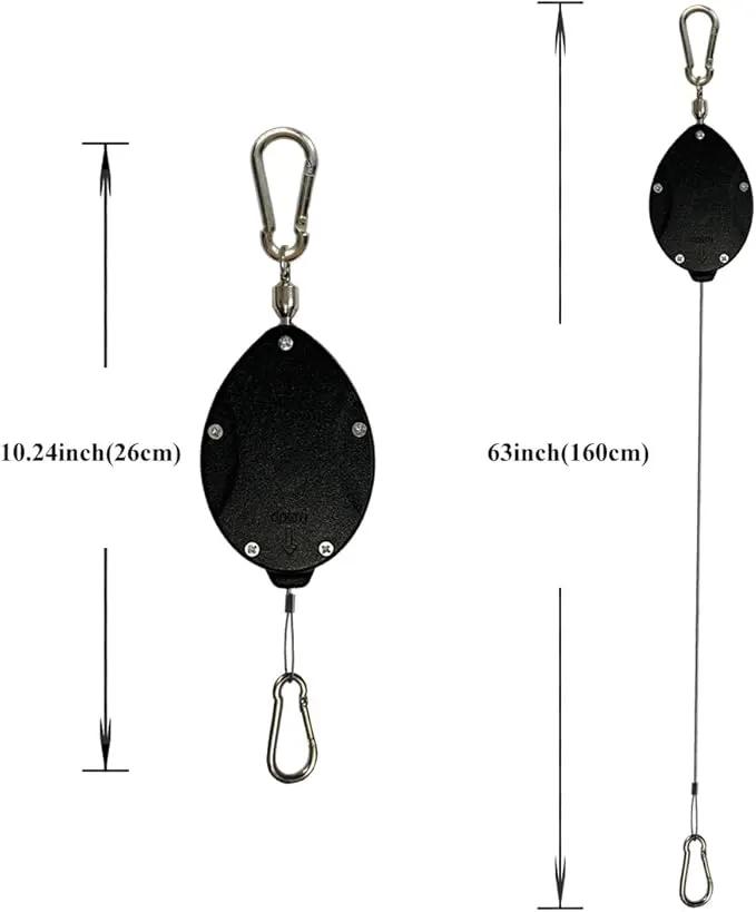 Retractable Plant Hanger, Plant Hook Pulley with Stainless Steel Rope Reaching to a Length of 63 Inches and Carrying 44 Pounds, Easy for Hanging, Plant Watering or Bird Feeding by GreenHaven Gardens