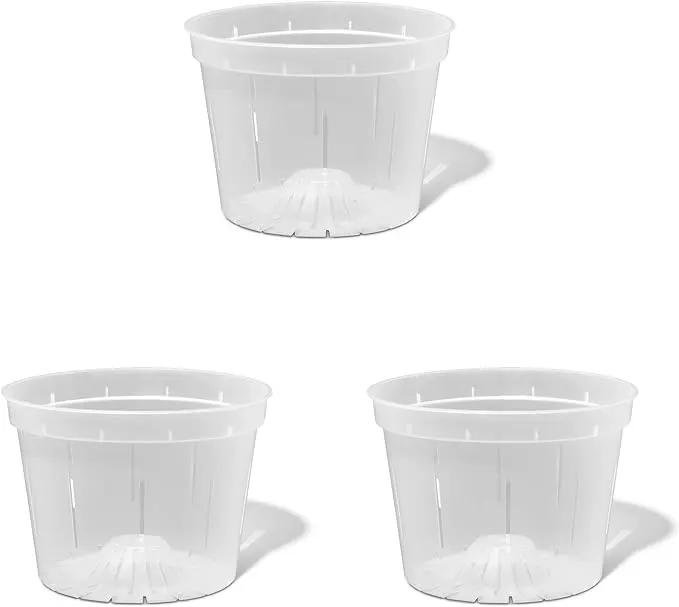 rePotme 8 inch Orchid Pot with Holes - 3 Pack of Slotted Orchid Pots (Crystal Clear) - All Purpose Planter for All Indoor Plants by GreenHaven Gardens