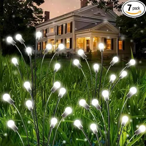 OZS 8Pack 64LED Solar Garden Lights - Solar Lights Outdoor, Solar Firefly Lights, Solar Swaying Light, Sway by Wind, Solar Fairy Lights Waterproof for Garden Patio Pathway Decoration(Cool White) by GreenHaven Gardens