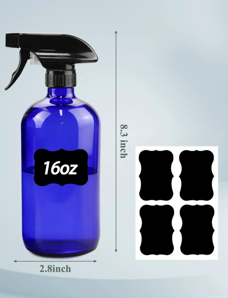 Wedama Glass Spray Bottle, 2 Pack Blue 16 oz Glass Spray Bottles for Cleaning Solutions and Essential Oils, Refillable Empty Spray Bottle with Adjustable Nozzles for Alcohol, Plant and Hair Care by GreenHaven Gardens
