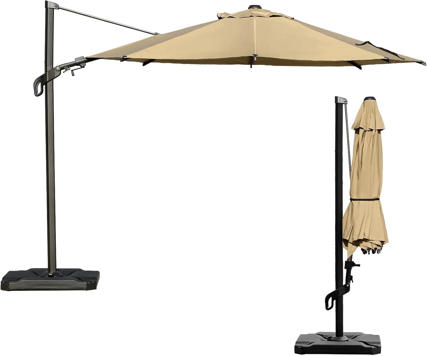 Abba Patio 10FT Vienna Offset Patio Umbrella Outdoor Cantilever Umbrella with 360° Rotation Design and Easy Tilt Adjustment UV 50+ Protection 8 Ribs for Backyard Garden Deck Pool Patio, Brown by GreenHaven Gardens