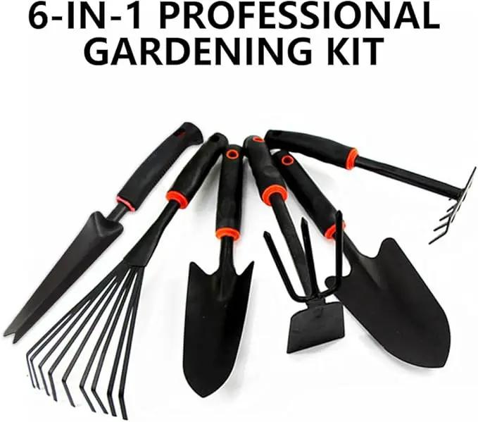 Large Garden Tool Set with Non-Slip Rubber Handle - 6 Piece Heavy Duty, Gardening Hand Tools, Sturdy Durable, Classic Utility Gardening Gift by GreenHaven Gardens