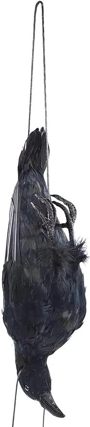 Etistta 17 inch Realistic Hanging Dead Crows Decoy Lifesize Extra Large Black Feathered Crow by GreenHaven Gardens