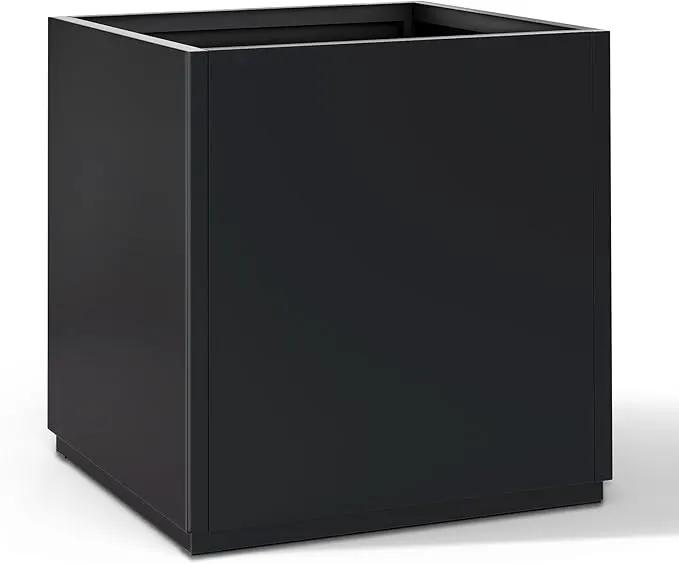 FENCY Large Square Planter 17" L x 17" W x 18" H, Planters for Outdoor Plants, Large Outdoor Planters for Porch Patio, Black Square Planter with Drainage Hole, All-Weather Use Cube Planter by GreenHaven Gardens