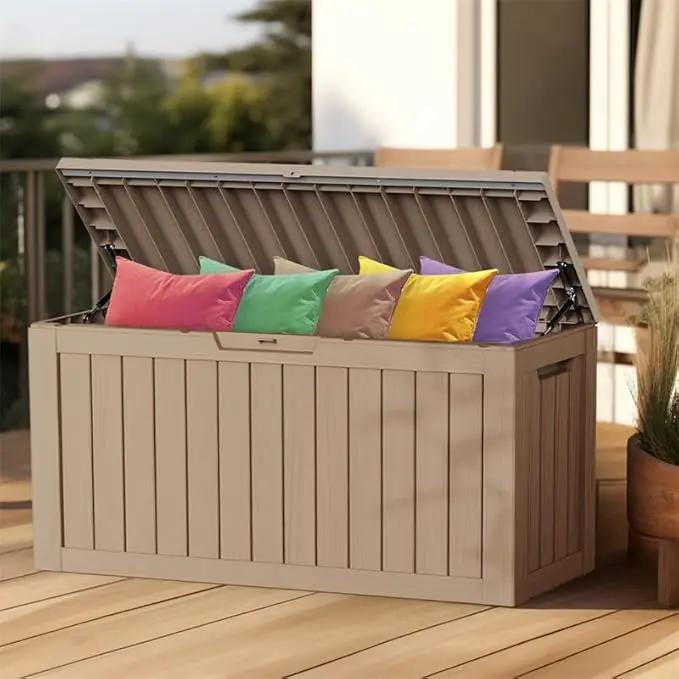 80 Gallon Outdoor Deck Box,Storage Lockable Waterproof Patio Furniture,Garden Tools,Cushions,Pool Accessories Outside Storage Resin Box(Gery) by GreenHaven Gardens