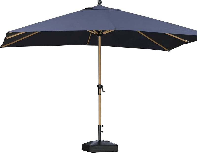 PURPLE LEAF 9' x 11.5' Patio Umbrella Outdoor Table Umbrella Rectangular Aluminum Market Umbrella with 8 Sturdy Ribs & Crank Outdoor Umbrellas for Garden Deck Patio, Navy Blue by GreenHaven Gardens